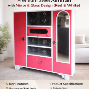 steel showcase, white & rani pink